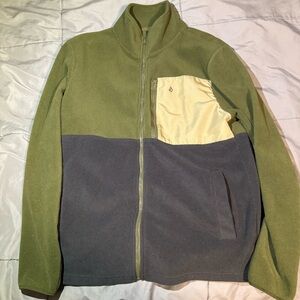 Volcom Olive and Gray Zip-Up Fleece